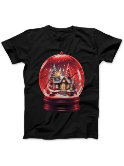 Koszulka Koszulka Damska Śnieżna Kula Domek Czarna - Śmieszne T-Shirty z Nadrukami ?