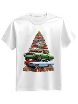 Koszulka Koszulka Męska Samochodowa Choinka Biała - Śmieszne T-Shirty z Nadrukami ?