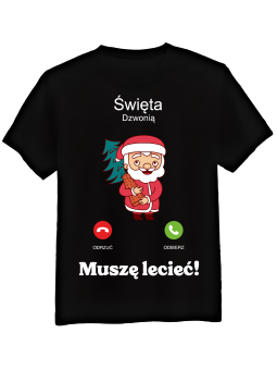 Koszulka Koszulka Męska Telefon Święta Dzwonią Czarna - Śmieszne T-Shirty z Nadrukami ?