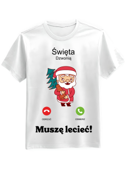 Koszulka Koszulka Męska Telefon Święta Dzwonią Biała - Śmieszne T-Shirty z Nadrukami ?