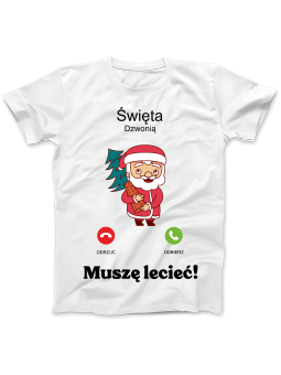 Koszulka Koszulka Damska Telefon Święta Dzwonią Biała - Śmieszne T-Shirty z Nadrukami ?