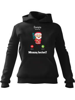 Bluza Męska z kapturem Telefon Święta Dzwonią Czarna - Śmieszne gadżety z Nadrukami ?
