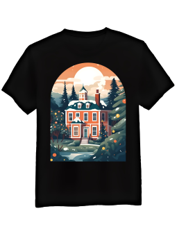 Koszulka Koszulka Męska Ośnieżony Dom Czarna - Śmieszne T-Shirty z Nadrukami ?