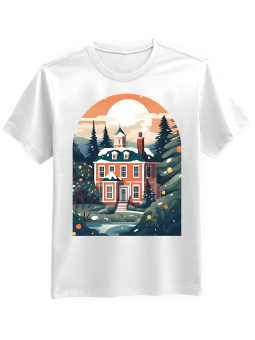 Koszulka Koszulka Męska Ośnieżony Dom Biała - Śmieszne T-Shirty z Nadrukami ?