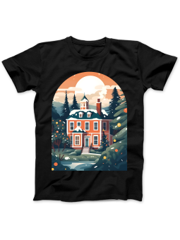 Koszulka Koszulka Damska Ośnieżony Dom Czarna - Śmieszne T-Shirty z Nadrukami ?