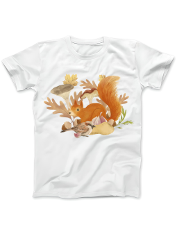 Koszulka Koszulka Damska Wiewiórka i Wróbel Biała - Śmieszne T-Shirty z Nadrukami ?