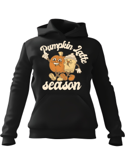 Bluza Damska z kapturem Pumpkin Latte Season Czarna - Modna Odzież z Nadrukami ?