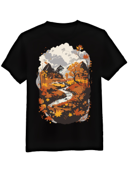 Koszulka Koszulka Męska Jesienny Krajobraz Czarna - Śmieszne T-Shirty z Nadrukami ?