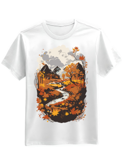 Koszulka Koszulka Męska Jesienny Krajobraz Biała - Śmieszne T-Shirty z Nadrukami ?