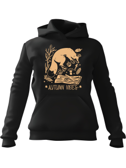 Bluza Damska z kapturem Autumn Vibes Czarna - Modna Odzież z Nadrukami ?