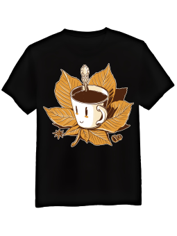 Koszulka Koszulka Męska Kawa Na Liściu Czarna - Śmieszne T-Shirty z Nadrukami ?