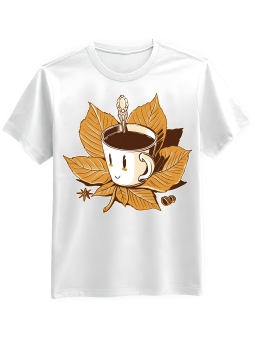 Koszulka Koszulka Męska Kawa Na Liściu Biała - Śmieszne T-Shirty z Nadrukami ?