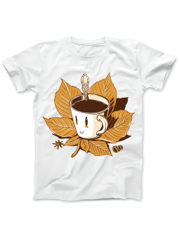 Koszulka Koszulka Damska Kawa Na Liściu Biała - Śmieszne T-Shirty z Nadrukami ?