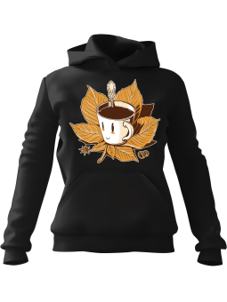 Bluza Męska z kapturem Kawa Na Liściu Czarna - Śmieszne gadżety z Nadrukami ?