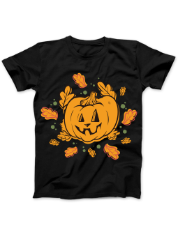 Koszulka Koszulka Damska Dynia z Liśćmi Czarna - Śmieszne T-Shirty z Nadrukami ?