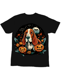 Koszulka Koszulka Dziecięca Pies Basset Halloween Czarna - Śmieszne T-Shirty z Nadrukami ?