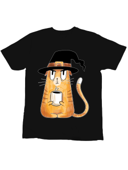 Koszulka Koszulka Dziecięca Kot Wiedźma Czarna - Śmieszne T-Shirty z Nadrukami ?