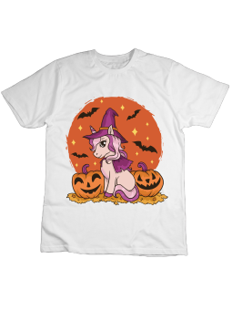 Koszulka Koszulka Dziecięca Halloween Unicorn Biała - Śmieszne T-Shirty z Nadrukami ?