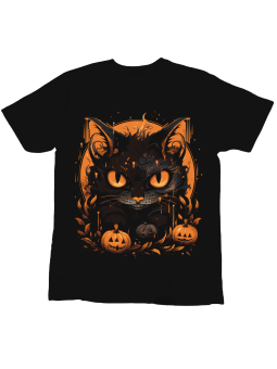 Koszulka Koszulka Dziecięca Halloween Groźny Kot Czarna - Śmieszne T-Shirty z Nadrukami ?