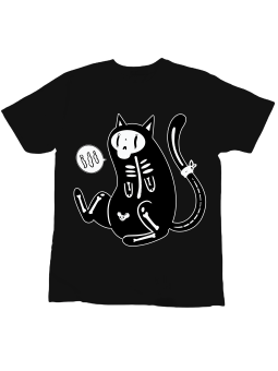 Koszulka Koszulka Dziecięca Kot Szkielet Czarna - Śmieszne T-Shirty z Nadrukami ?