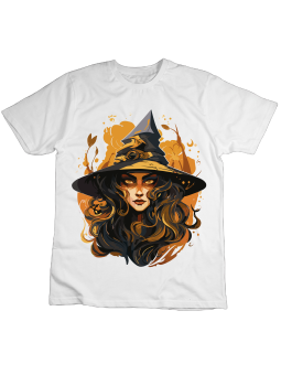 Koszulka Koszulka Dziecięca Złota Wiedźma Halloween Biała - Śmieszne T-Shirty z Nadrukami ?