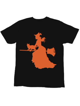 Koszulka Koszulka Dziecięca Czarownica z Kotem Czarna - Śmieszne T-Shirty z Nadrukami ?