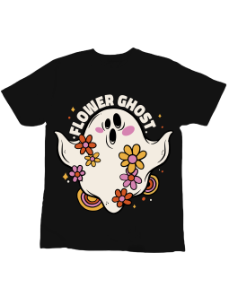 Koszulka Koszulka Dziecięca Flower Ghost Czarna - Śmieszne T-Shirty z Nadrukami ?