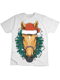 Koszulka Koszulka Dziecięca Świąteczny Koń Biała - Śmieszne T-Shirty z Nadrukami ?