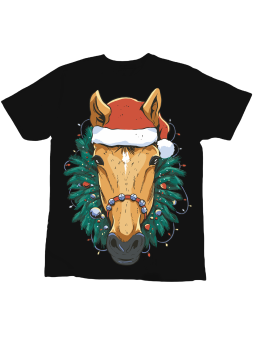 Koszulka Koszulka Dziecięca Świąteczny Koń Czarna - Śmieszne T-Shirty z Nadrukami ?