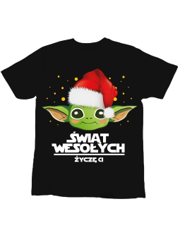 Koszulka Koszulka Dziecięca Yoda Świąt Wesołych Czarna - Śmieszne T-Shirty z Nadrukami ?