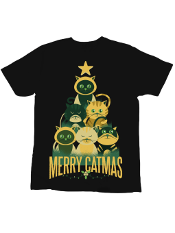 Koszulka Koszulka Dziecięca Merry Catmas Czarna - Śmieszne T-Shirty z Nadrukami ?