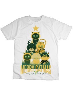 Koszulka Koszulka Dziecięca Merry Catmas Biała - Śmieszne T-Shirty z Nadrukami ?