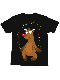 Koszulka Koszulka Dziecięca Śmieszny Świąteczny Renifer Czarna - Śmieszne T-Shirty z Nadrukami ?