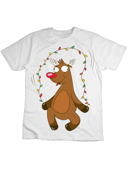 Koszulka Koszulka Dziecięca Śmieszny Świąteczny Renifer Biała - Śmieszne T-Shirty z Nadrukami ?