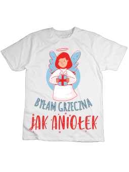 Koszulka Koszulka Dziecięca Grzeczna jak Aniołek Biała - Śmieszne T-Shirty z Nadrukami ?