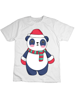 Koszulka Koszulka Dziecięca Świąteczna Panda Biała - Śmieszne T-Shirty z Nadrukami ?
