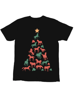 Koszulka Koszulka Dziecięca Końska Choinka Czarna - Śmieszne T-Shirty z Nadrukami ?