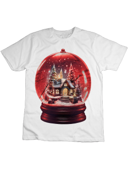 Koszulka Koszulka Dziecięca Śnieżna Kula Domek Biała - Śmieszne T-Shirty z Nadrukami ?