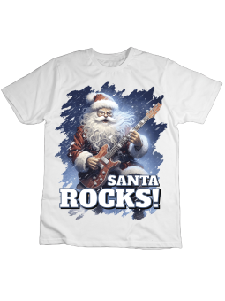 Koszulka Koszulka Dziecięca Santa Rocks Biała - Śmieszne T-Shirty z Nadrukami ?
