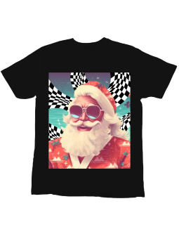 Koszulka Koszulka Dziecięca Vintage Mikołaj Szachownica Czarna - Śmieszne T-Shirty z Nadrukami ?