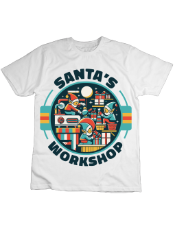 Koszulka Koszulka Dziecięca Santas Workshop Biała - Śmieszne T-Shirty z Nadrukami ?