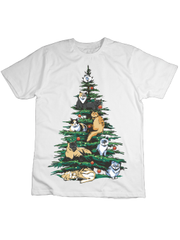 Koszulka Koszulka Dziecięca Choinkowe Koty Biała - Śmieszne T-Shirty z Nadrukami ?