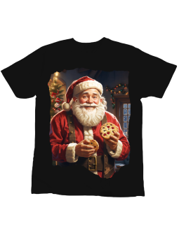 Koszulka Koszulka Dziecięca Mikołaj z Ciasteczkami Czarna - Śmieszne T-Shirty z Nadrukami ?