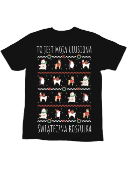 Koszulka Koszulka Dziecięca Ulubiona Świąteczna Koszulka Czarna - Śmieszne T-Shirty z Nadrukami ?