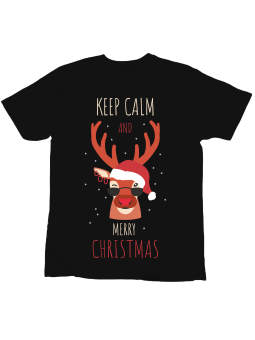Koszulka Koszulka Dziecięca Keep Calm Christmas Czarna - Śmieszne T-Shirty z Nadrukami ?