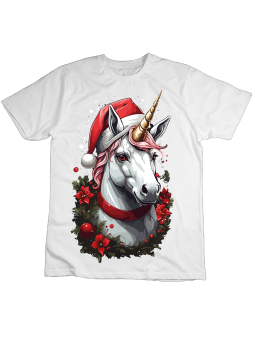 Koszulka Koszulka Dziecięca Świąteczny Jednorożec Biała - Śmieszne T-Shirty z Nadrukami ?