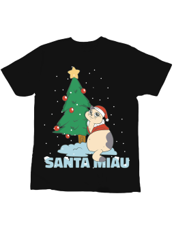 Koszulka Koszulka Dziecięca Santa Miau Czarna - Śmieszne T-Shirty z Nadrukami ?