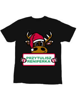 Koszulka Koszulka Dziecięca Przytulisz Reniferka Czarna - Śmieszne T-Shirty z Nadrukami ?