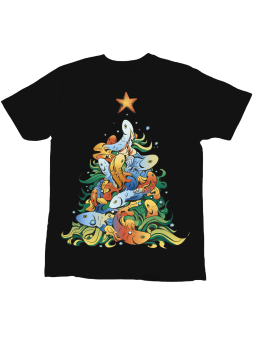 Koszulka Koszulka Dziecięca Choinka z Rybami Czarna - Śmieszne T-Shirty z Nadrukami ?