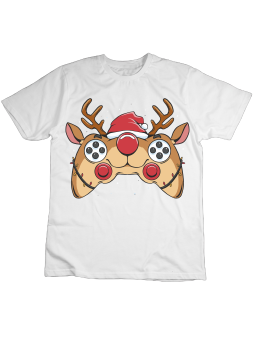 Koszulka Koszulka Dziecięca Renifer Gamepad Biała - Śmieszne T-Shirty z Nadrukami ?